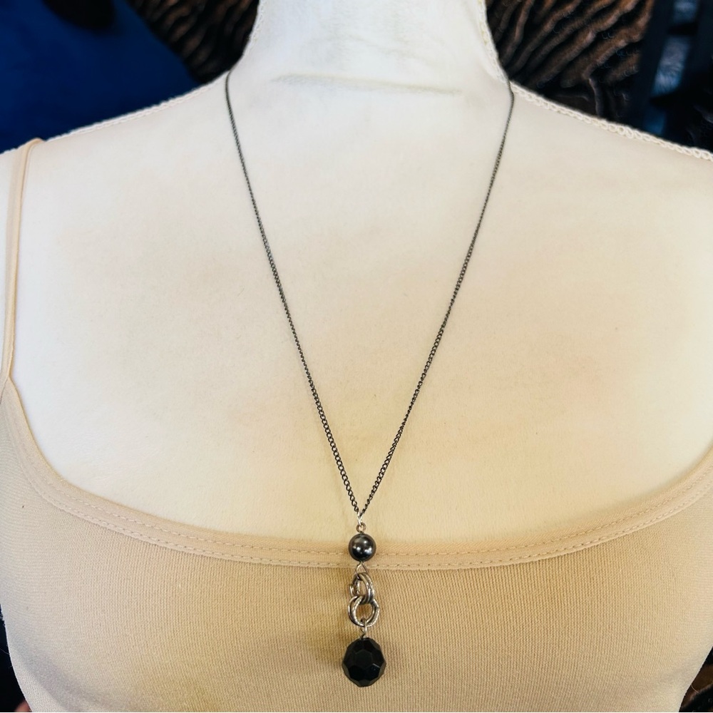 Handcrafted beaded pendant on chain necklace